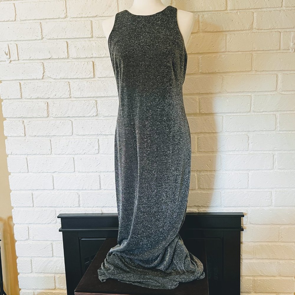 Night Way Collection silver shimmery slinky evening dress